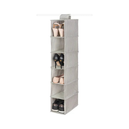 6-Tier Hanging Shoe Organizer - Space Saving Closet Storage for Sneakers, Heels & Boots - Perfect for Bedroom, Closet or Entryway Organization