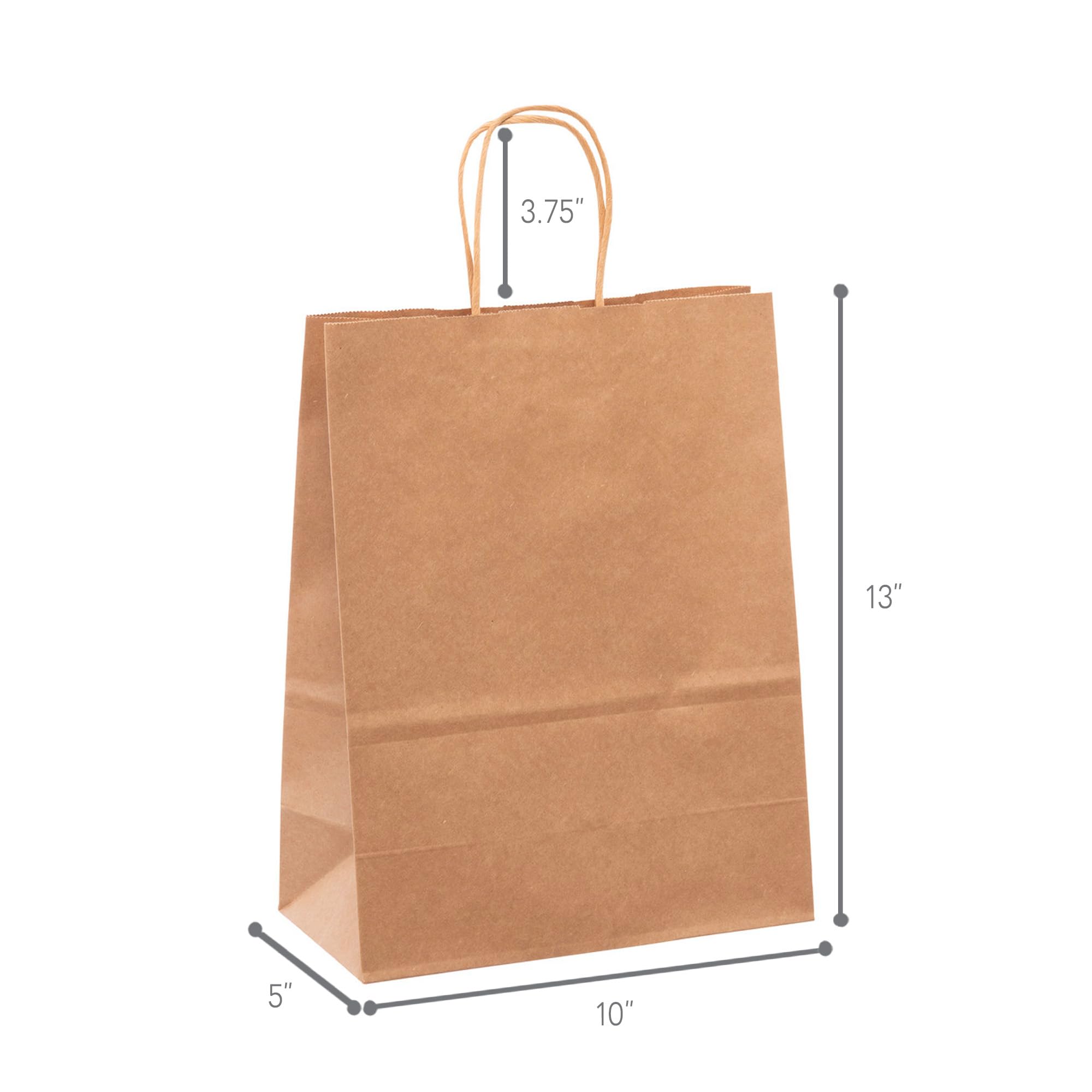 250 Pcs Brown Kraft Paper Bags with Handles - 10