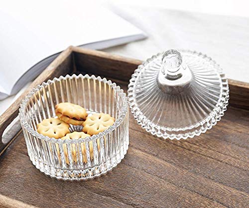 Royal Crystal Glass Candy Jar with Lid - 4 x 5 Inch, 10oz/300ml - Decorative Storage Container for Candy, Cookies, Chocolate, Nuts, Jewelry & Small Items - Perfect for Kitchen, Party, Wedding & Home Decor