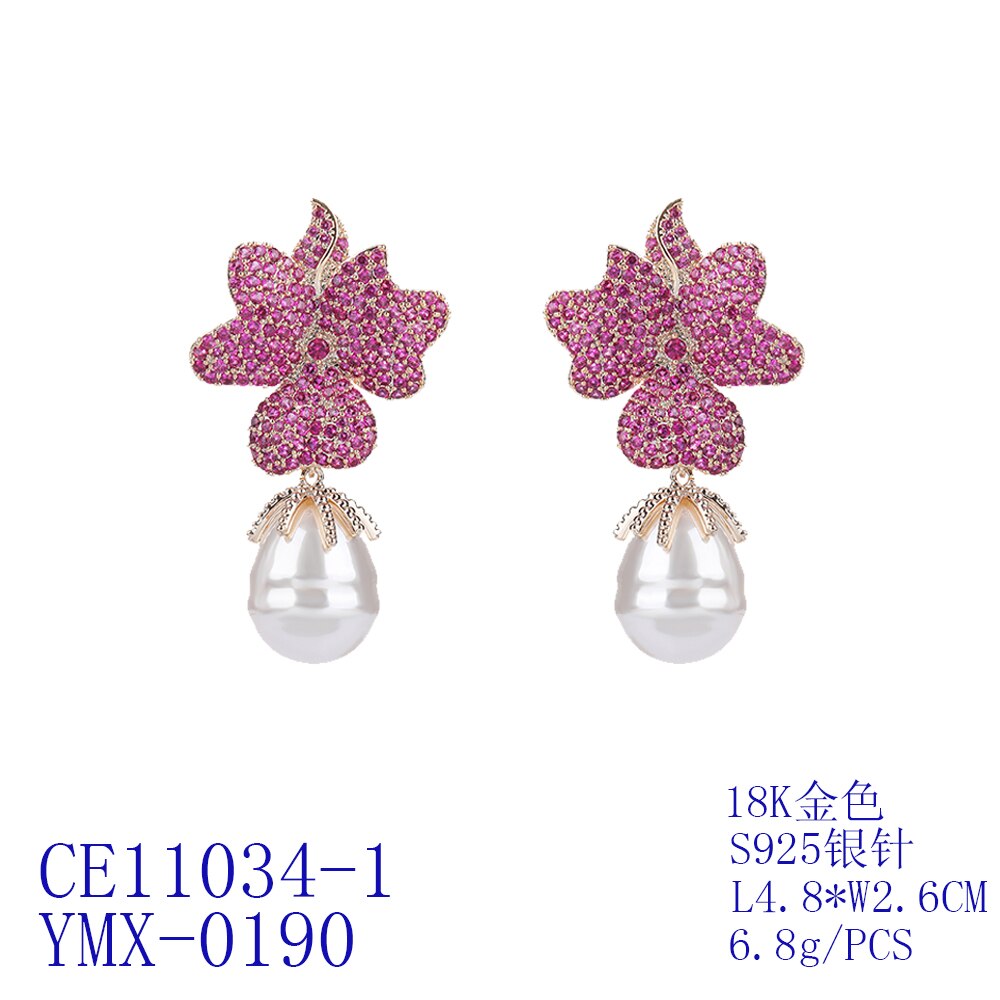 Cubic Zirconia CZ Floral Earrings for Wedding | Crystal Leaf Dangle Earrings for Bride & Women | Birthday Party Jewelry Gift CE11034 | Perfect for Bridal Shower, Anniversary & Special Occasions