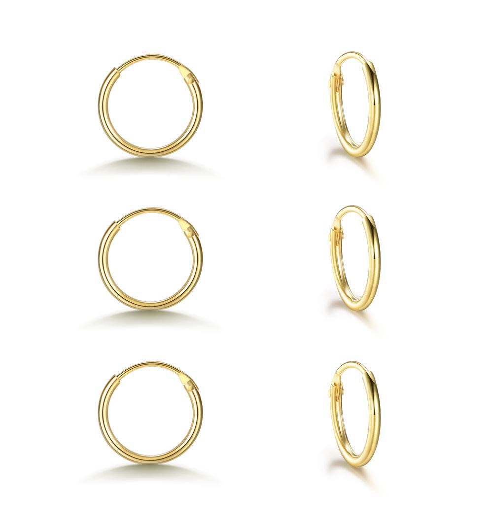 Sterling Silver Small Hoop Earrings for Women & Men - 3 Pairs Hypoallergenic Cartilage Earrings Set, Unisex Tragus & Helix Piercing Jewelry - Perfect for Everyday Wear, Gifts & Special Occasions