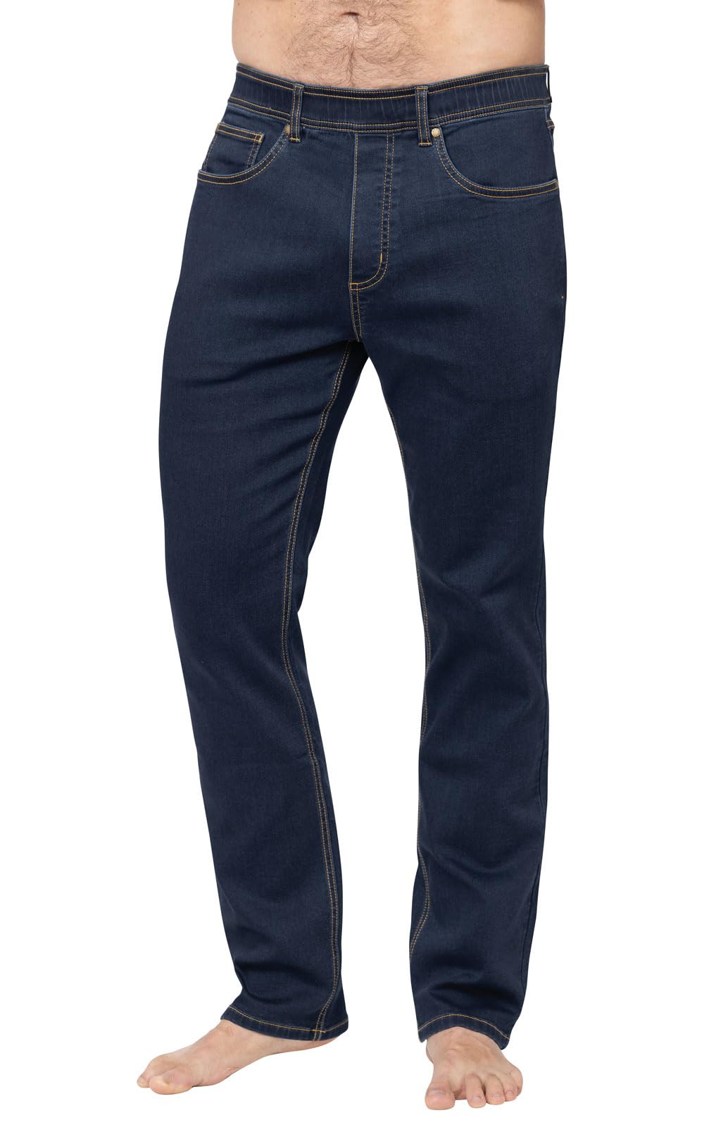 **Men's Pajama Jeans - Stretch Denim Pull-On Pants with Elastic Waist, Slim Straight Fit - Comfortable Lounge & Sleepwear for Relaxing at Home**
