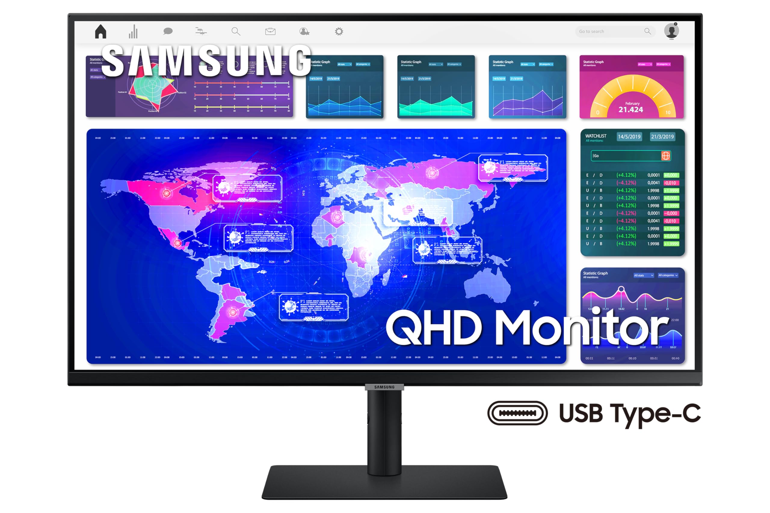 SAMSUNG 32-Inch Viewfinity QHD 2K Computer Monitor with Fully Adjustable Stand - 5ms Response, USB-C & HDMI Ports, HDR10 (Model LS32A60DUUNXGO) - Black | Perfect for Home Office, Gaming & Graphic Design (Canada Version)