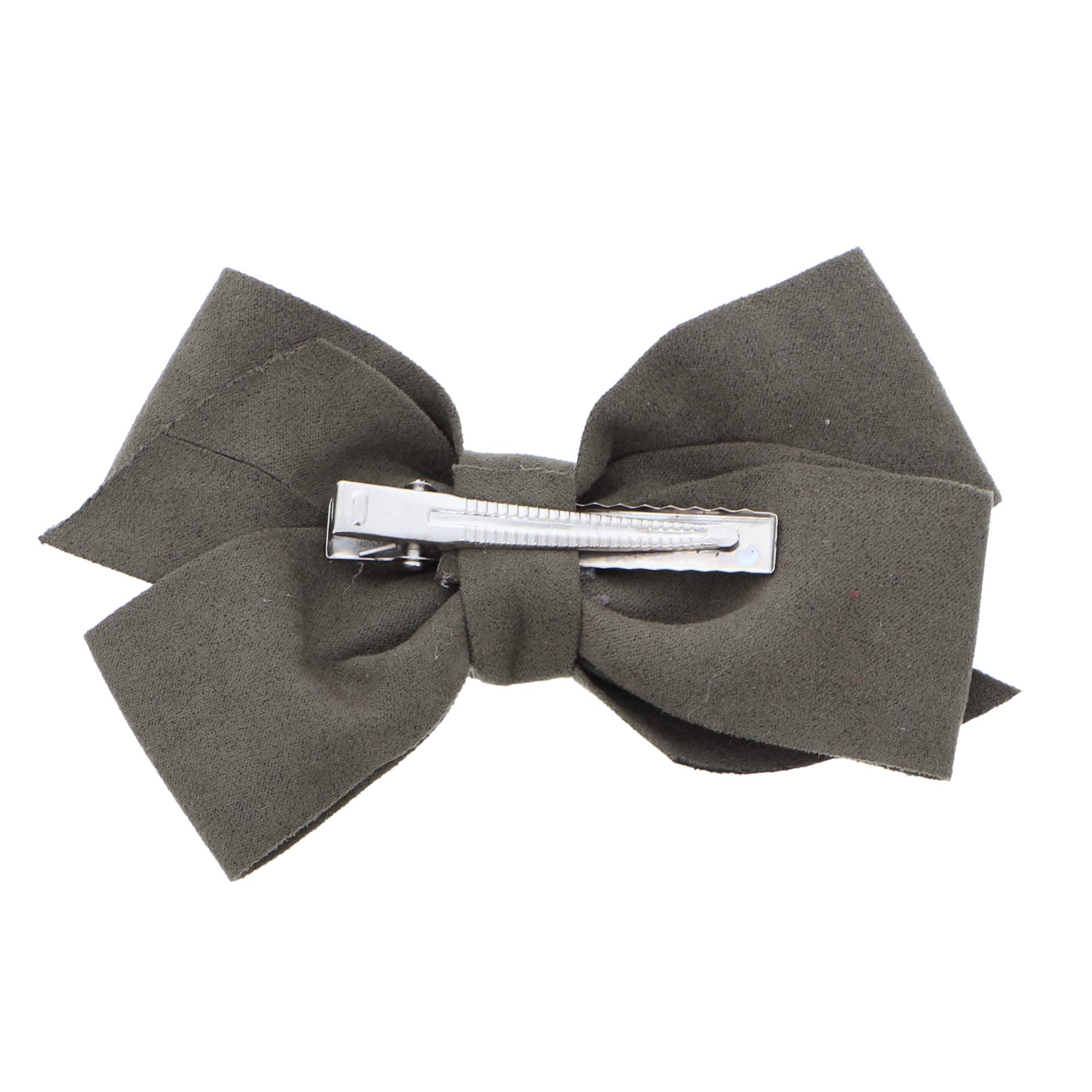 5 Inch Olive Suede Hair Bow for Girls - Elegant Hair Accessory for Parties, Weddings, and Everyday Style