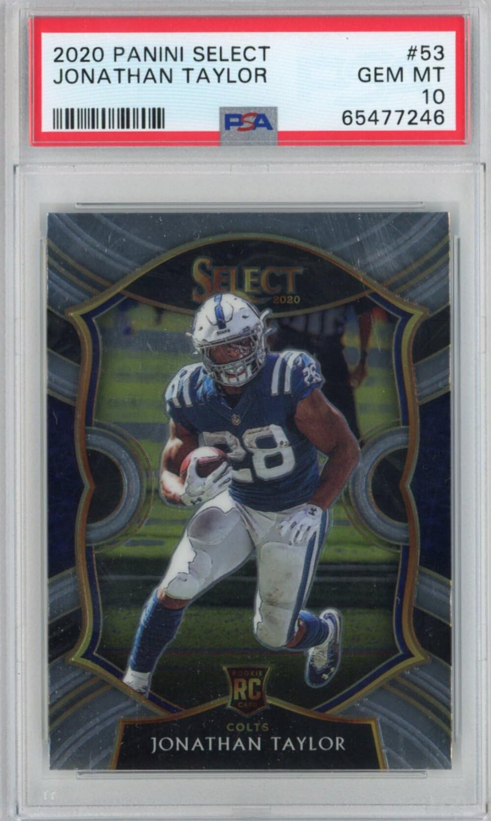 2020 Panini Select Jonathan Taylor #53 Concourse Rookie RC Football Card PSA 10 Gem Mint - Perfect for Sports Collectors, Investment & Display in Man Cave or Office