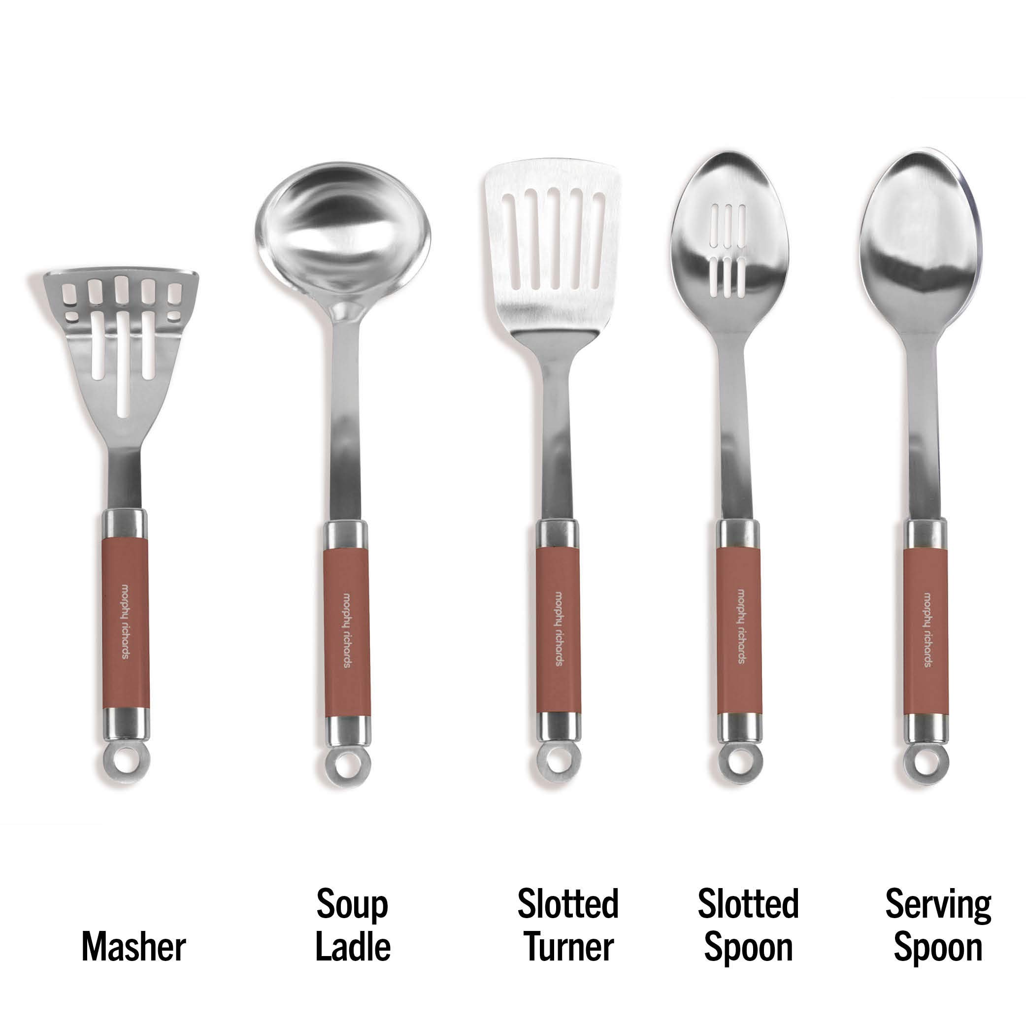 Morphy Richards 5-Piece Stainless Steel & Copper Accents Tool Set - Perfect for Kitchen, Home Decor, and Gift Giving