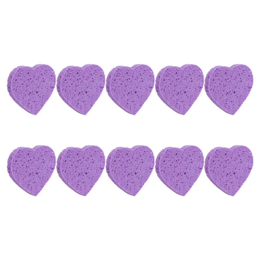 Lurrose 10Pcs Heart-Shaped Silicone Makeup Sponge Cleaner - Gentle Facial Cleansing & Makeup Removal Sponge Pad for Girls - Perfect for Daily Beauty Routine & Travel