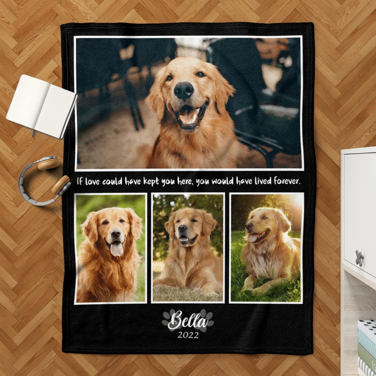 Custom Pet Memorial Blanket - Personalized Dog & Cat Loss Gift - 60x80 Soft Throw Blanket for Comfort & Remembrance - Perfect for Grieving Pet Owners, Sympathy Gift, Home Memorial Display