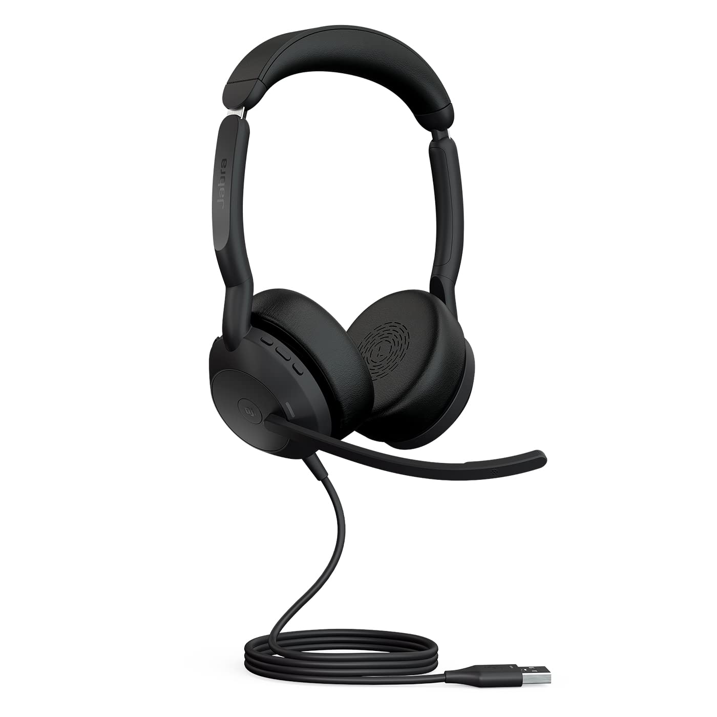 Jabra Evolve2 50 Wired Stereo Headset with Air Comfort Cushions & Active Noise Cancelling (ANC) Mic - MS Teams Certified, Works with Zoom/Slack - Black - Perfect for Office Calls & Remote Work