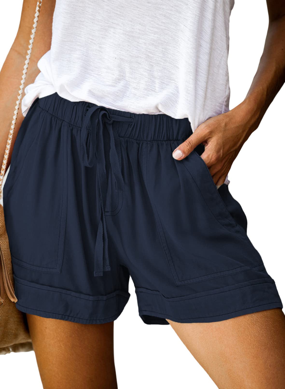 Dokotoo Women's Comfortable Drawstring Casual Elastic Waist Shorts with Pockets - Perfect for Yoga, Running, Lounging & Summer Outfits