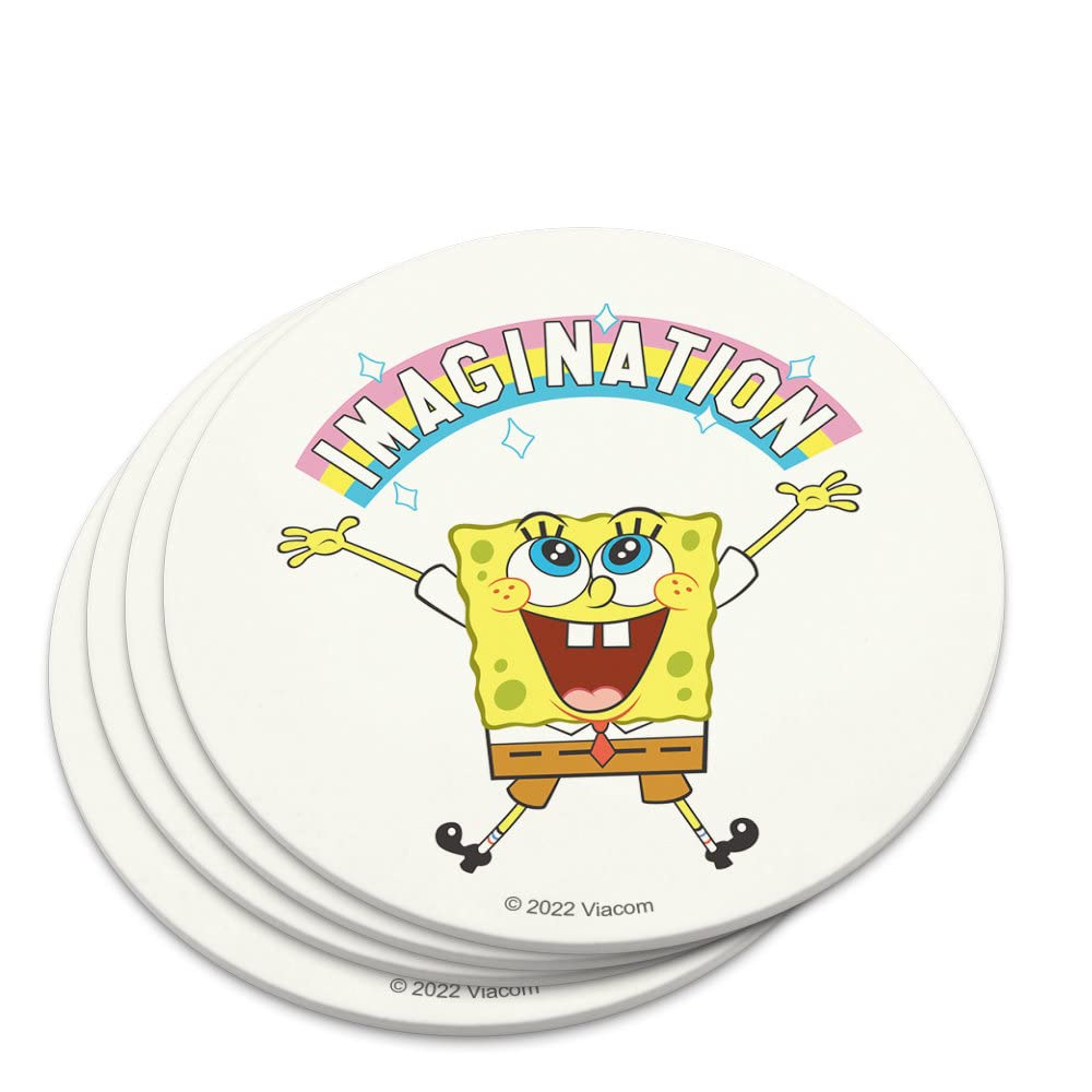 SpongeBob SquarePants Rainbow Coaster Set - 6 Pack Colorful Drink Coasters for Coffee, Beer & Cocktails - Fun Cartoon Home Bar Accessories for Parties & Gifts
