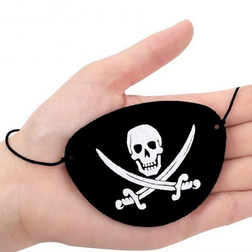 4 Pcs Pirate Hat Set with Skull Print & Felt Eye Patch - Classic Pirate Captain Costume Accessories for Halloween, Cosplay, Masquerade Party & Pirate Themed Events
