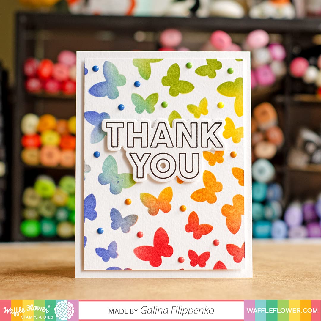 Waffle Flower Thank You Matching Die Set - Perfect for Handmade Greeting Cards, Scrapbooking & DIY Paper Crafts