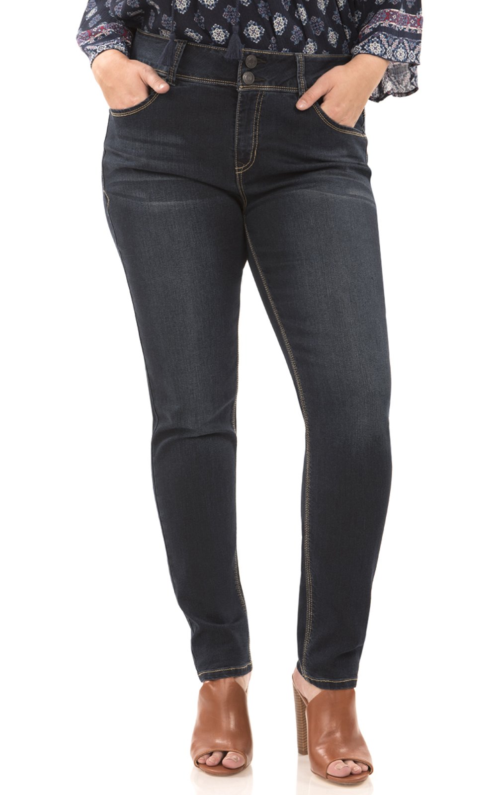 Angels Forever Young Women's Curvy Skinny Jeans - High Waist Stretch Denim Pants for Plus Size | Perfect for Casual Wear, Date Night & Office Outfits