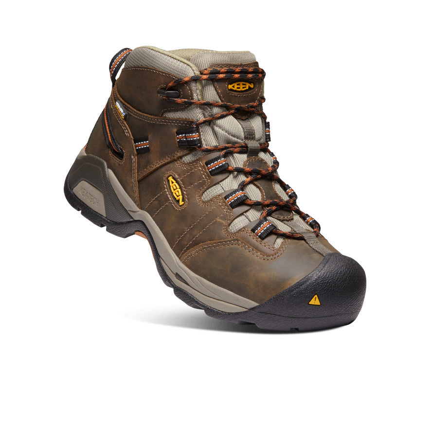 **Men's Detroit XT Waterproof Work Boots - Soft Toe, Black Olive & Leather Brown - Durable & Comfortable for Construction, Hiking & Outdoor Work**