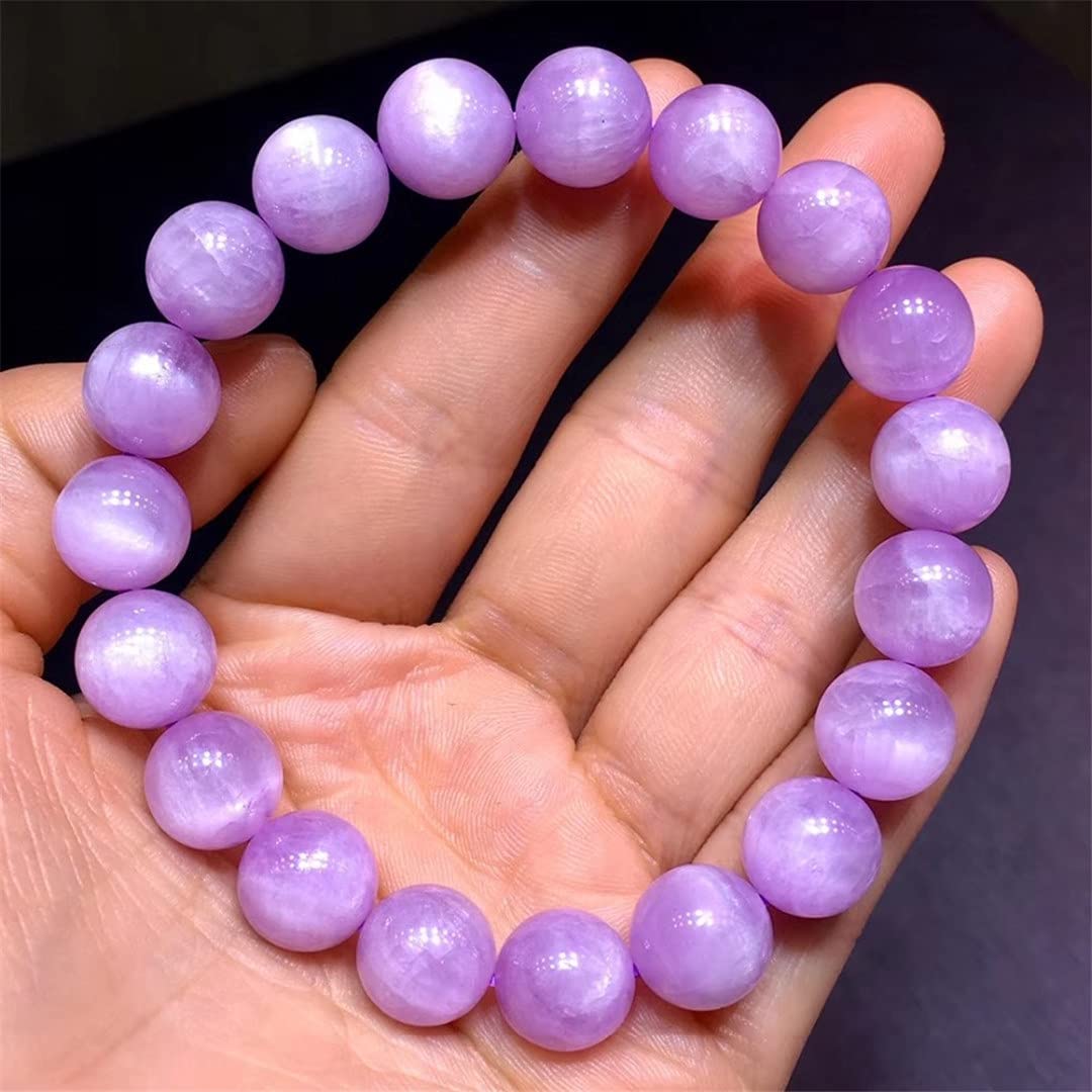 Natural Purple Kunzite Stretch Bracelet for Women & Men - Healing Crystal Cat Eye Gemstone Beads (9-12mm) | Spiritual Healing, Meditation, Yoga & Fashion Jewelry Gift