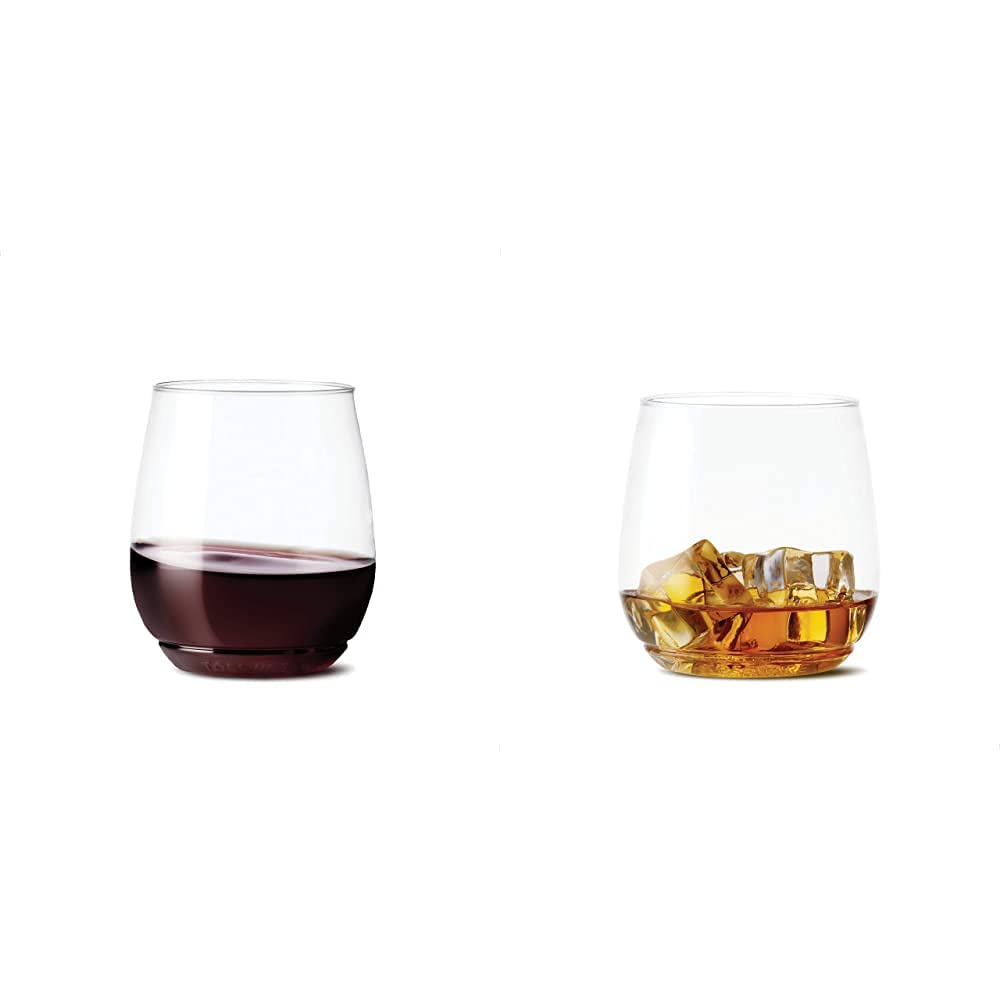 TOSSWARE POP 14oz Vino & 12oz Tumbler Jr Set of 24 - Unbreakable, Recyclable, Crystal Clear Plastic Wine and Whiskey Glasses - Perfect for Parties, Picnics, and Outdoor Events