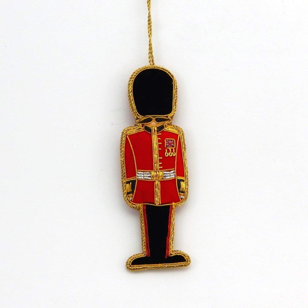 Queens Guard Zardozi Embroidery Christmas Ornament - Handmade Royal Soldier Decor - Perfect for Holiday Tree, Gift & British Theme Party Decoration