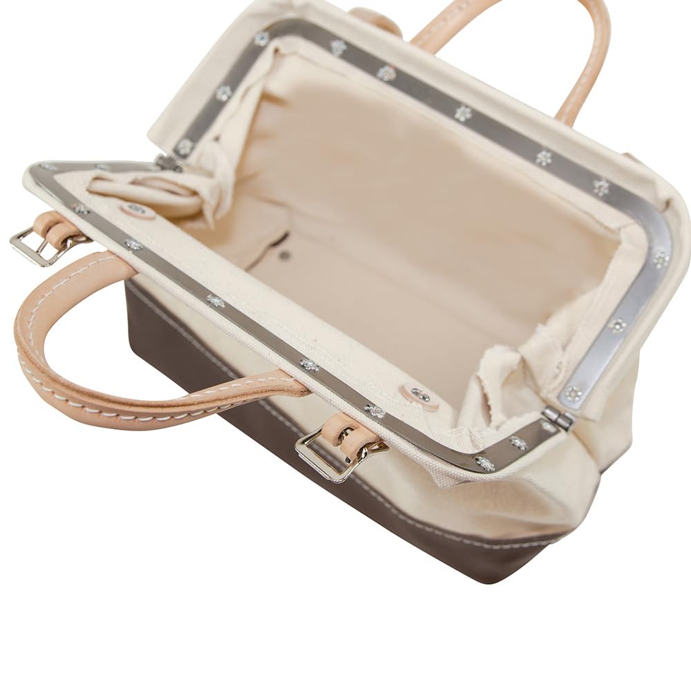 Klein Tools 5102-14 Heavy Duty Natural Canvas Tool Bag - 14-Inch Multi-Purpose Tool Tote with Wide Hinged Opening & Leather Handles | Perfect for Electricians, Contractors & DIY Home Improvement Projects