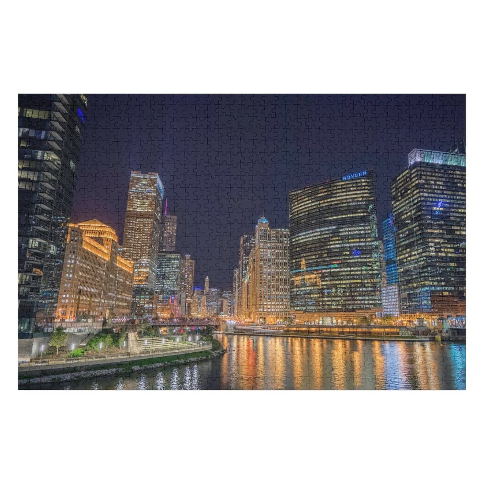 1000 Piece Chicago Skyline Jigsaw Puzzle for Adults & Teens - Challenging Landscape Puzzle Game, Home Decor (38x26cm) - Perfect for Family Game Night, Stress Relief & Wall Art Display