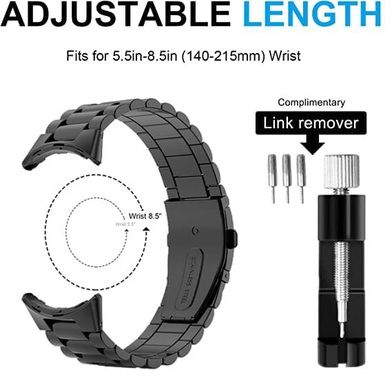 ECSEM Compatible Metal Stainless Steel Bracelet Band for Google Pixel Watch & Pixel Watch 2 - Adjustable Smart Watch Accessory for Workout, Business & Daily Wear