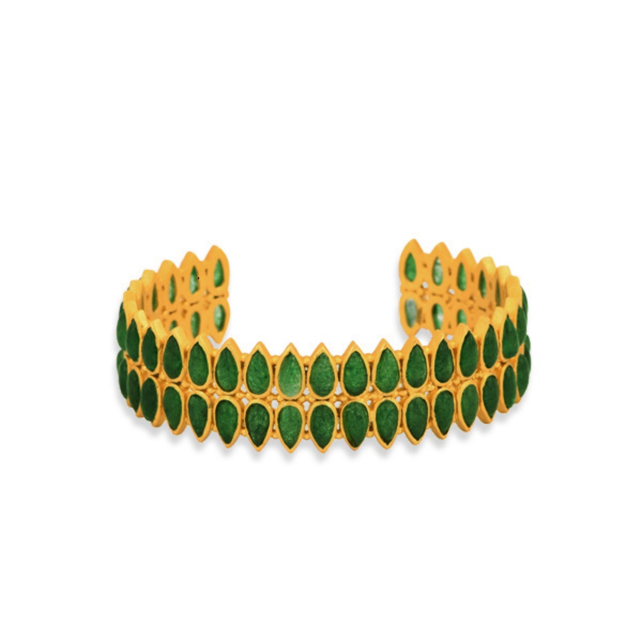 Tucson Cuff Bracelet - Genuine Green Strawberry Quartz Beaded Jewelry for Women | Perfect for Boho Style, Gift Giving & Everyday Wear