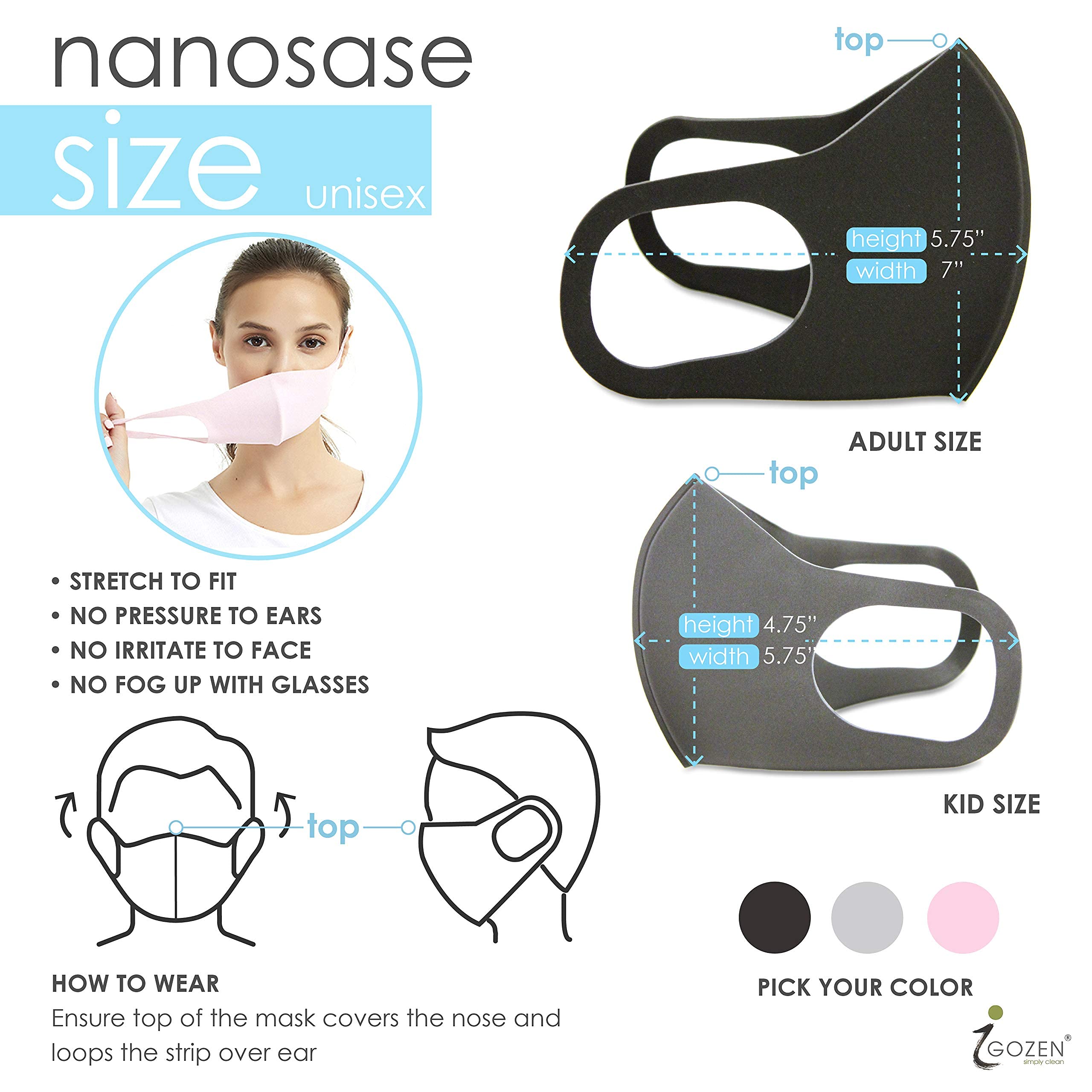 5 Pack Unisex 3D Face Masks - BNS Poly Spandex Nano Sports Mask for Adults (5 Gray) - Perfect for Gym, Running & Outdoor Activities