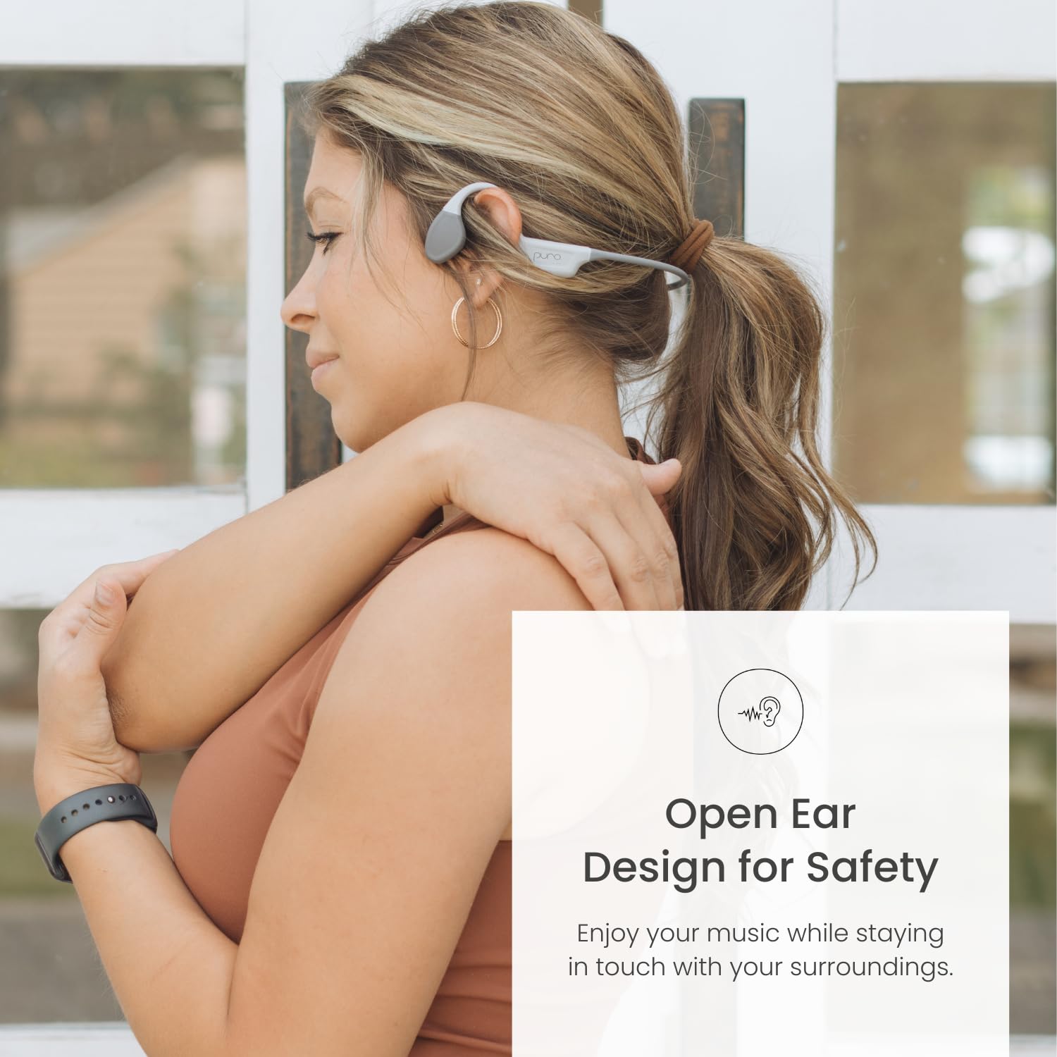 Puro Sound Labs PuroFree Open-Ear Bone Conduction Bluetooth 5.3 Headphones - Sweatproof Wireless Sport Earbuds with Built-in Mic for Running, Cycling & Outdoor Activities