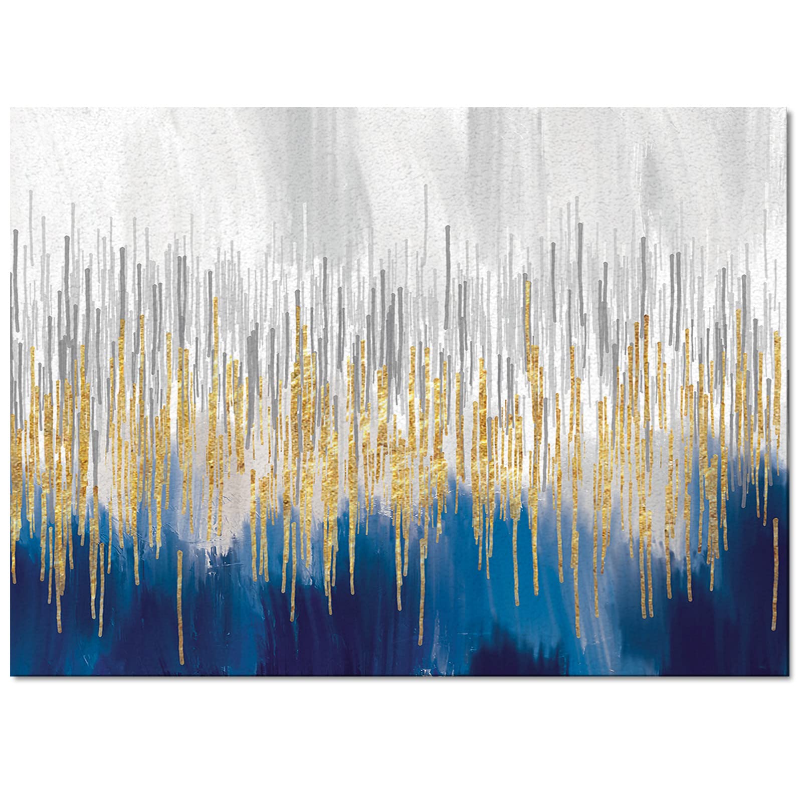 Abstract Art Contemporary Area Rugs 5'x8' - Gray Gold Navy Blue Modern Brushstrokes Low Profile Indoor Carpet for Bedroom, Living Room & Kids Room | Perfect for Home Decor, Office & Cozy Spaces