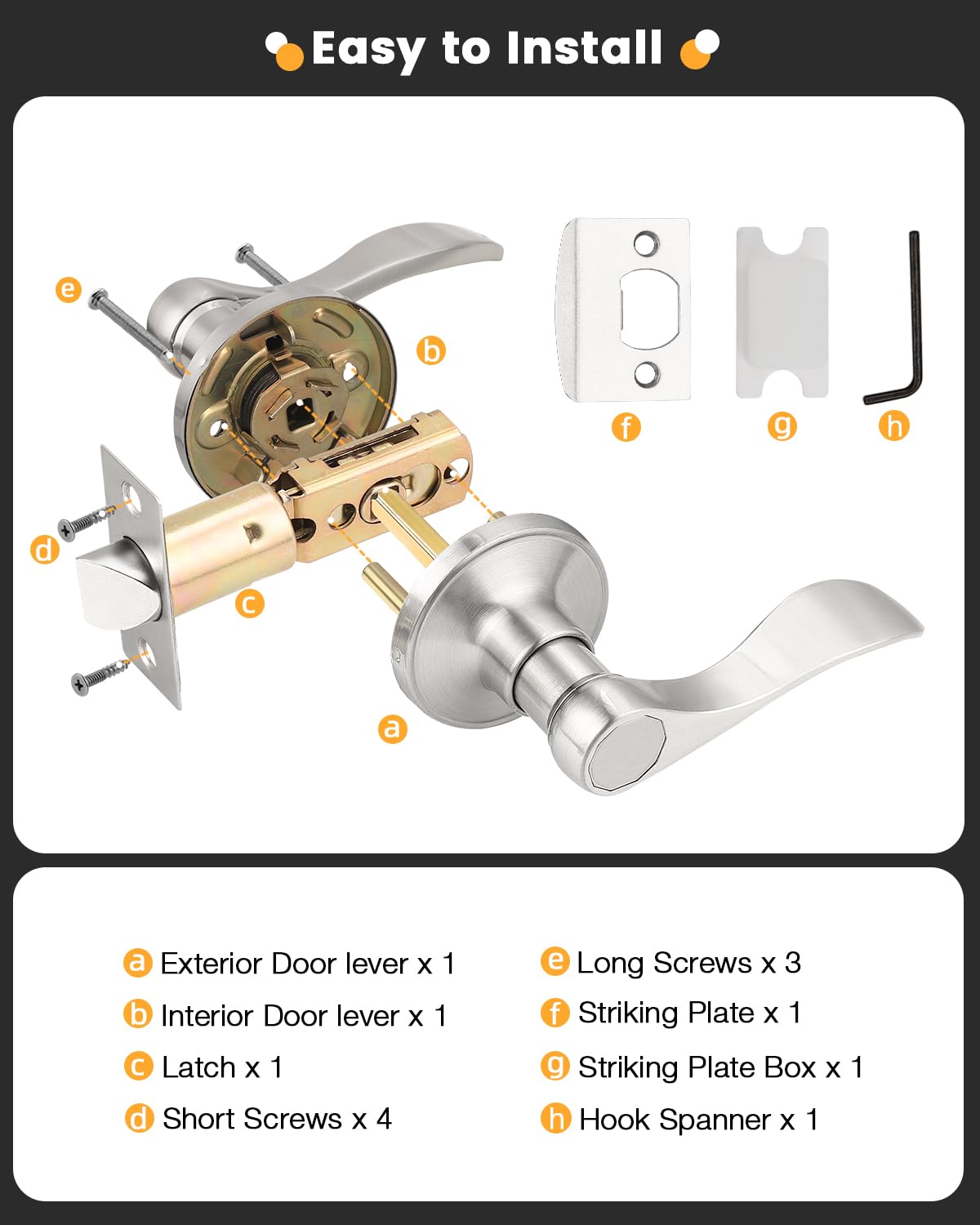 Gobrico 15 Pack Brushed Nickel Interior Door Handles - Wave Style Passage Door Levers, Keyless Hall & Closet Door Locksets Knobs for Home, Office & Bedroom Doors