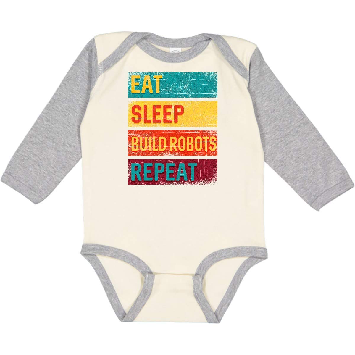 Inktastic Robotics Eat Sleep Build Robots Repeat Long Sleeve Baby Bodysuit - Perfect for STEM Enthusiasts, Robot Lovers & Playtime Outfits