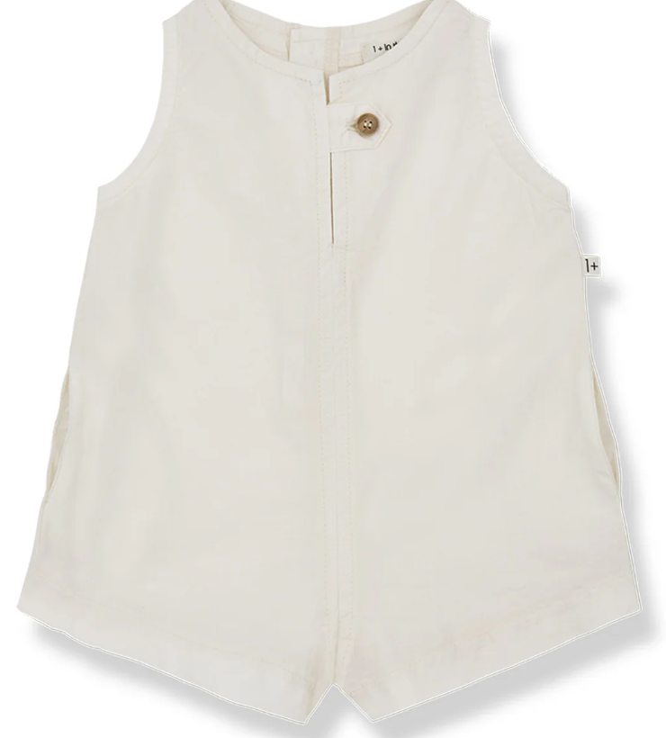 1+ IN THE FAMILY FLORA Baby Girls' Denim Short Overalls - Adjustable Straps (6-24 Months) for Playtime & Outdoor Adventures
