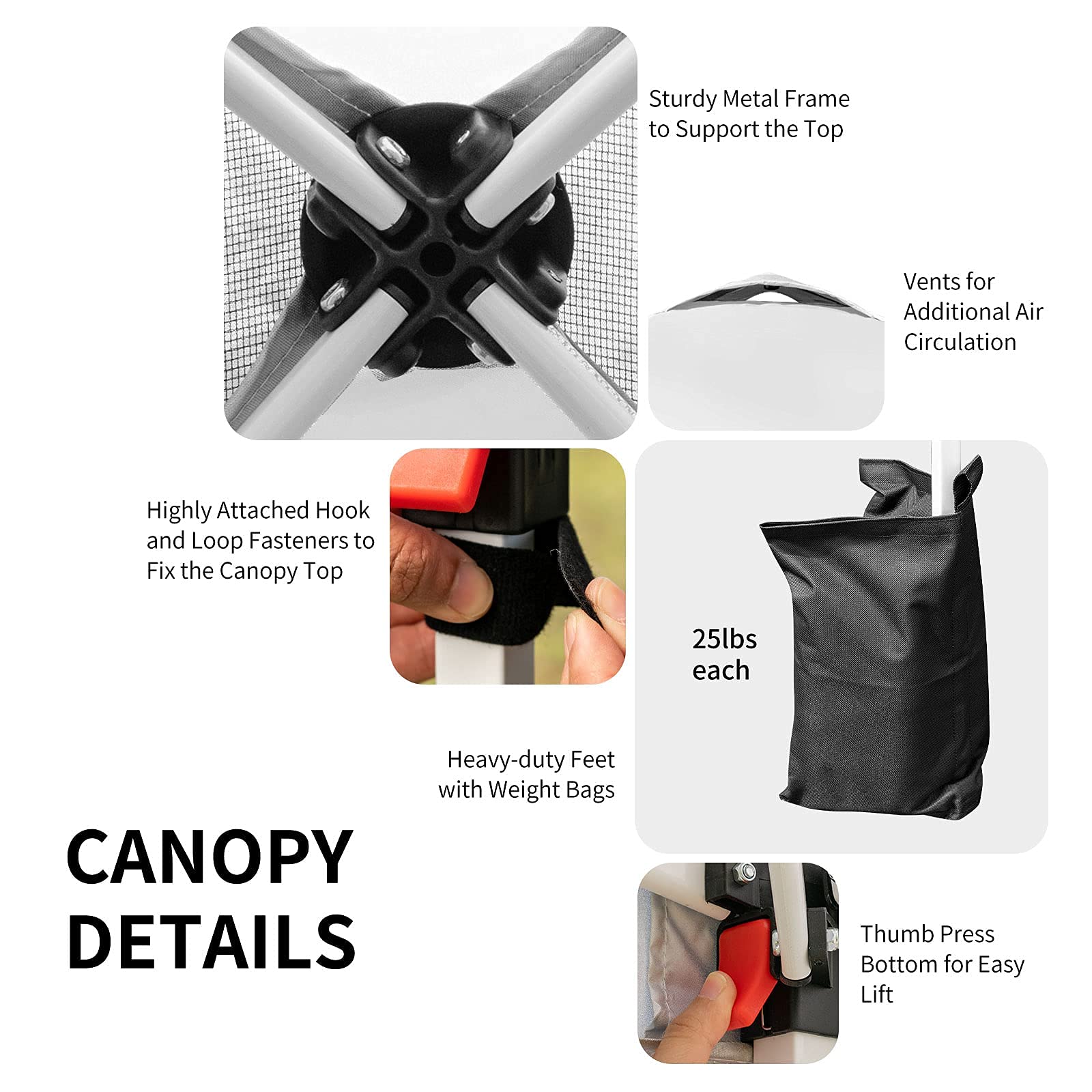 Tangkula 6.6x6.6 FT Instant Pop Up Canopy Tent - Adjustable Height Commercial Outdoor Canopy with Carry Bag & 4 Weight Bags - Portable Sun Shelter for Camping, Beach, Backyard Parties, Picnics and Outdoor Events (Grey)