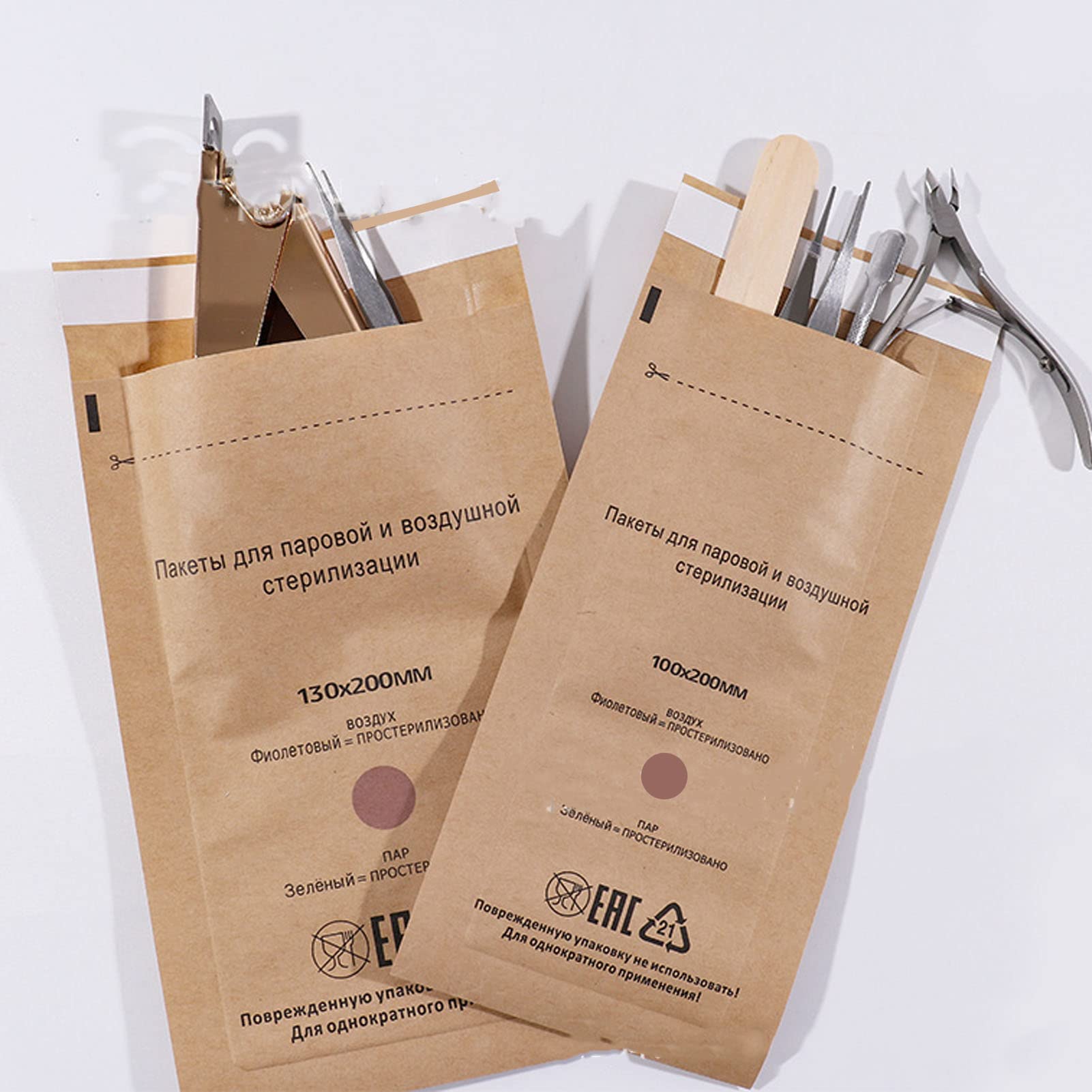 Disposable Sterile Self-Sealing Cleaning Pouches - 100Pcs Dental Tool & Nail Art Supply Bags (3.9x7.9 Inch/100x200mm) | Hygienic Storage for Dental Instruments, Nail Accessories & Beauty Tools | Perfect for Salons, Clinics & Home Use