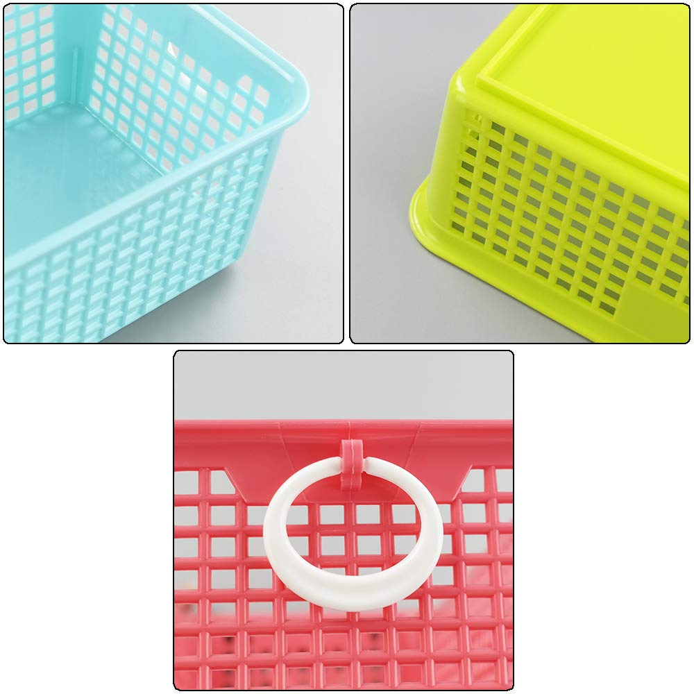 Colorful Plastic Storage Baskets 6-Pack - Desktop Organizer for Office & Home