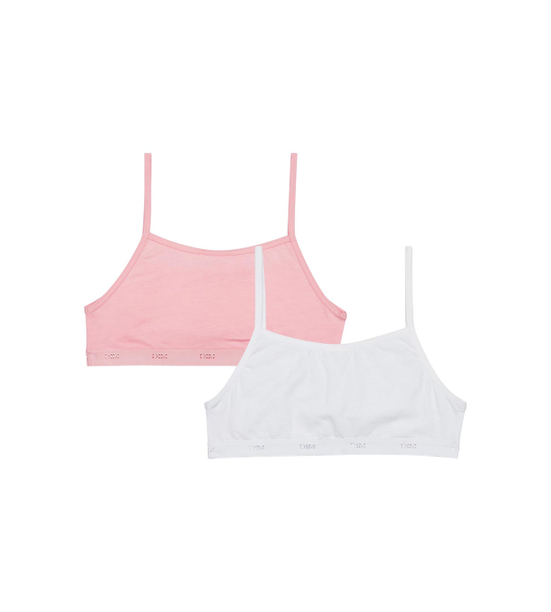 2 Pack Girls Cotton Stretch Sports Bras - Rose & White with Pockets | Comfortable & Breathable for Active Play, School & Everyday Wear