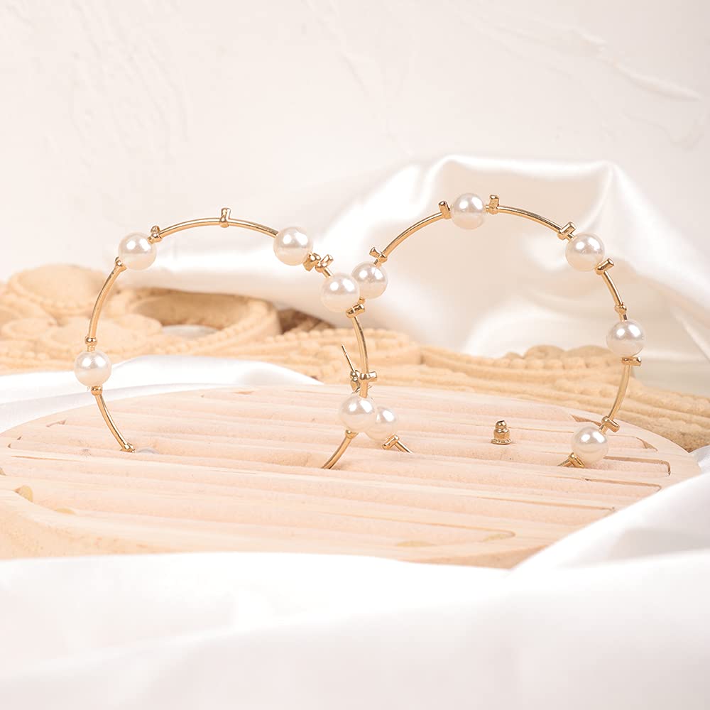 Wiwpar Pearl Hoop Earrings for Women - Elegant Circle Dangle Drop Earrings with Imitation Pearls | Perfect for Weddings, Parties & Everyday Wear (Style 2)