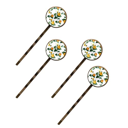 Vintage Yellow Flower Hair Clips with Green Leaves - Retro Hair Accessories for Women & Girls - Perfect for Weddings, Parties & Everyday Style