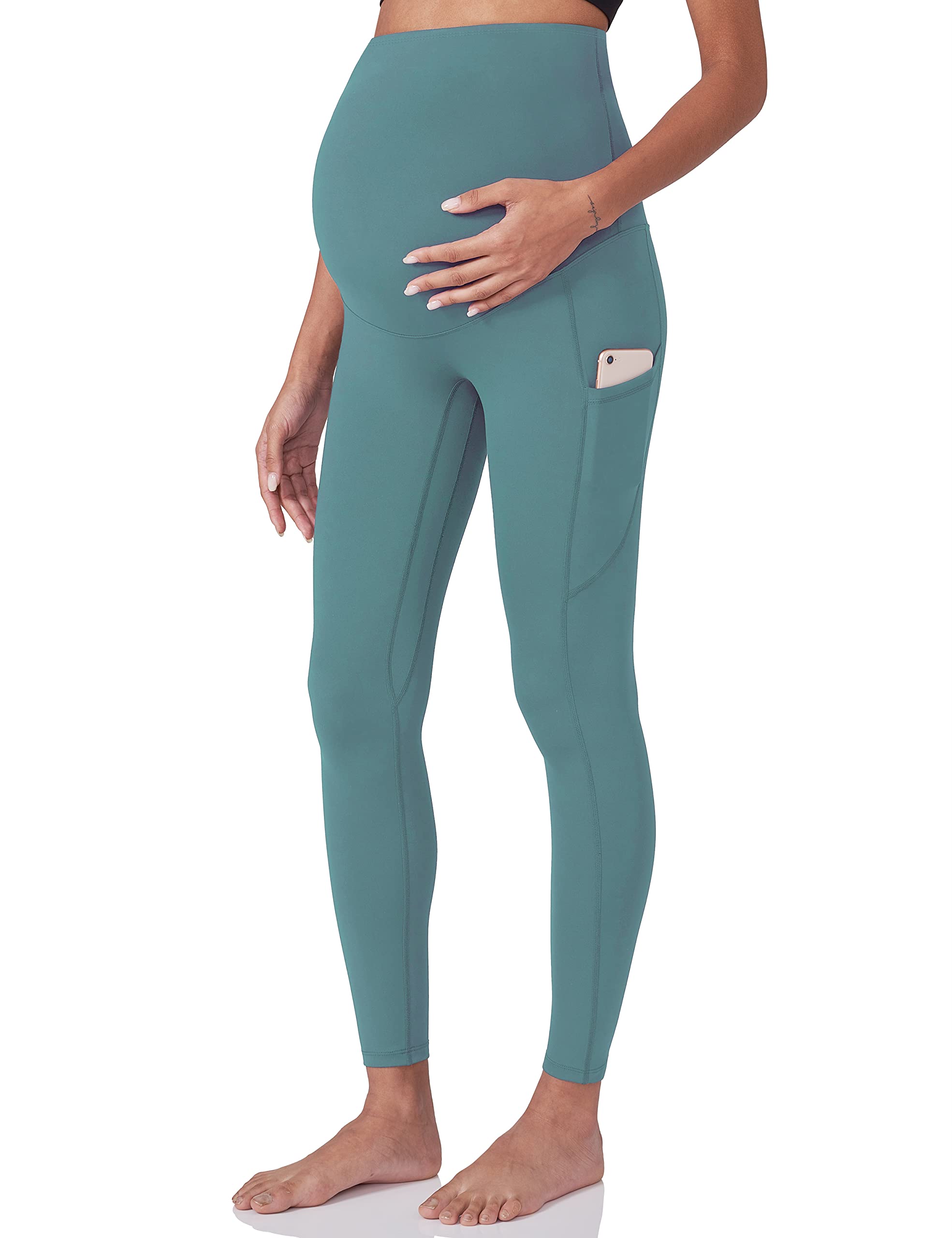 POSHDIVAH Women's Maternity Yoga Pants - Over The Belly Pregnancy Workout Leggings with Pockets - Soft Stretchy Activewear for Gym, Running & Office Wear