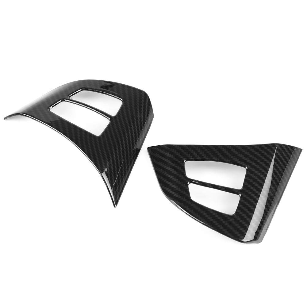 Premium ABS Plastic Carbon Fiber Steering Wheel Button Trim Cover - Pack of 2 Black Replacement Frame Decoration for BMW X5 E70 (2008-2013) - Upgrade Your Car Interior & Enhance Driving Experience
