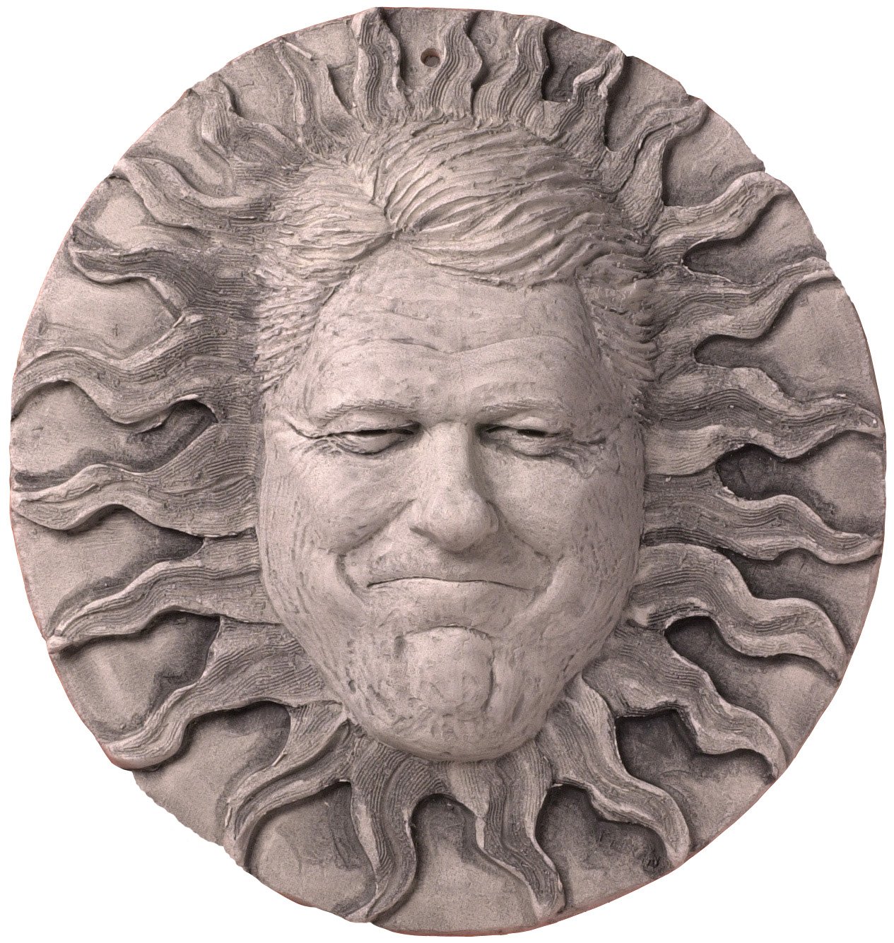 JBK 12 Inch Ceramic Sun Face Wall Decor - Vintage Bill Clinton Portrait in Antique White | Perfect for Home, Garden & Office Decor