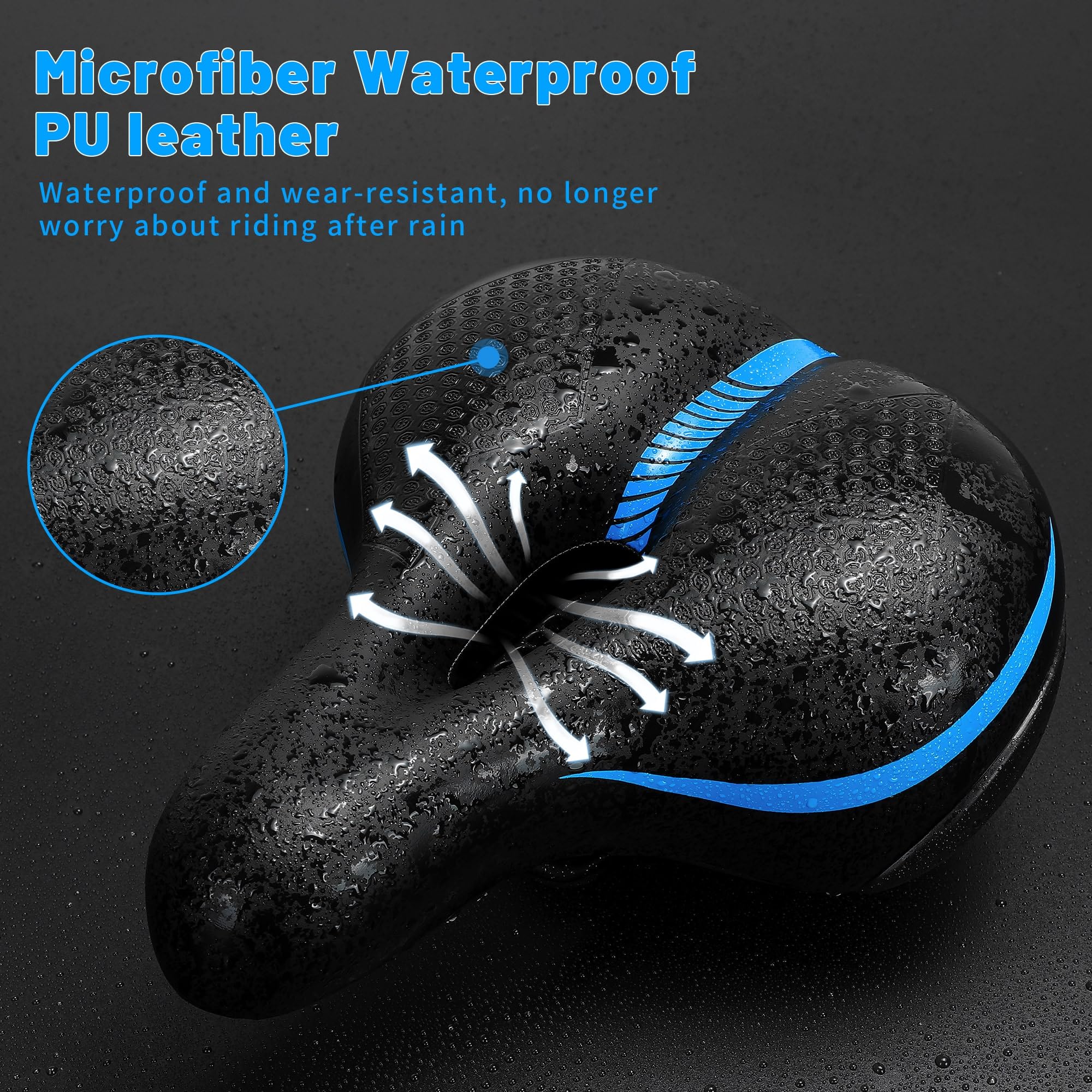 Comfortable Memory Foam Bike Seat for Men & Women - Thick Soft Bicycle Saddle Cushion - Universal Replacement for Mountain Bike, Ebike, Beach Cruiser & Stationary Bikes - Perfect for Commuting, Cycling & Outdoor Adventures