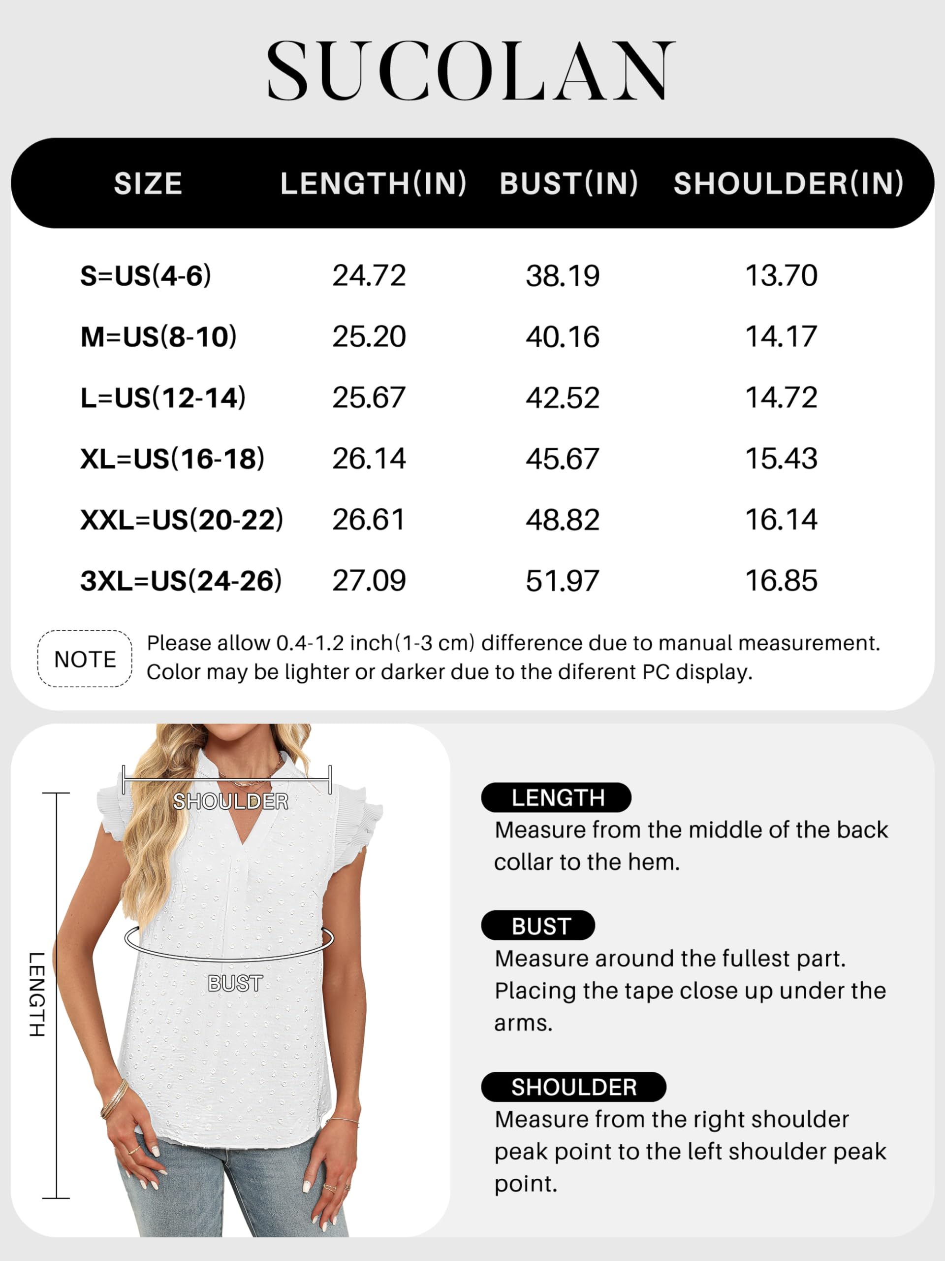 Women's V-Neck Ruffle Sleeve Blouse - Flowy Dressy Casual Summer Top for Work, Date Night & Outdoor Events | Cute Feminine Shirt for Women