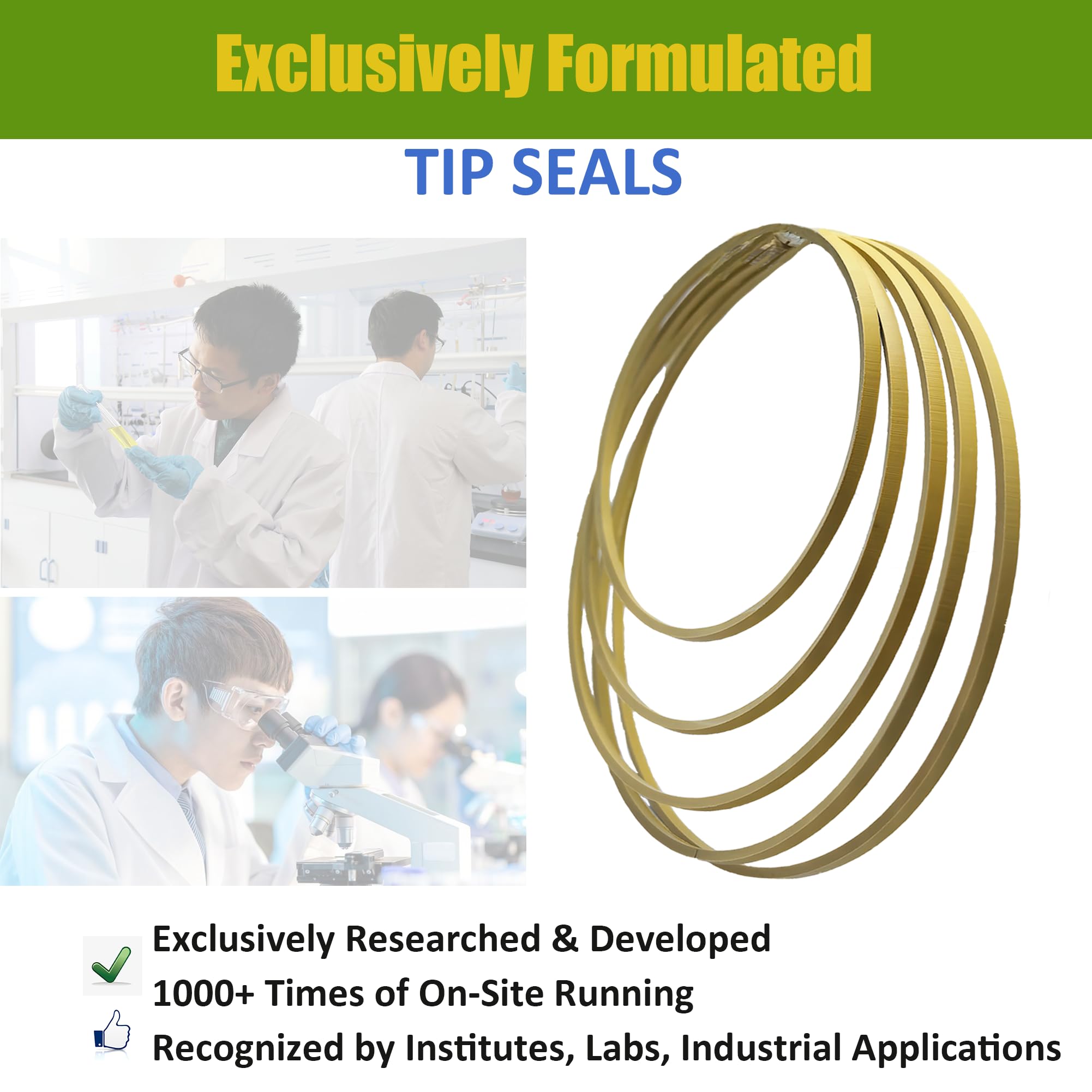 Edwards nXDS15i Oil-Free Scroll Pump Tip Seal Kit - Replacement for Orbiting & Fixed Scrolls - Industrial Vacuum Pump Rebuild Parts - Yellow (2-Piece Set) - Ideal for Laboratory, Semiconductor & Medical Equipment Maintenance