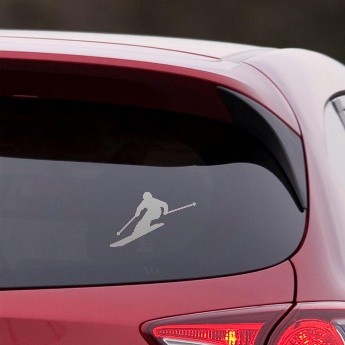Premium Waterproof Vinyl Decal Stickers - Skier Silhouette (Metallic Silver, Set of 2) for Laptop, Phone, Helmet, Car Window, Bumper, Mug, Cup, Door & Wall Decor | Perfect for Winter Sports Enthusiasts & Home/Office Decoration