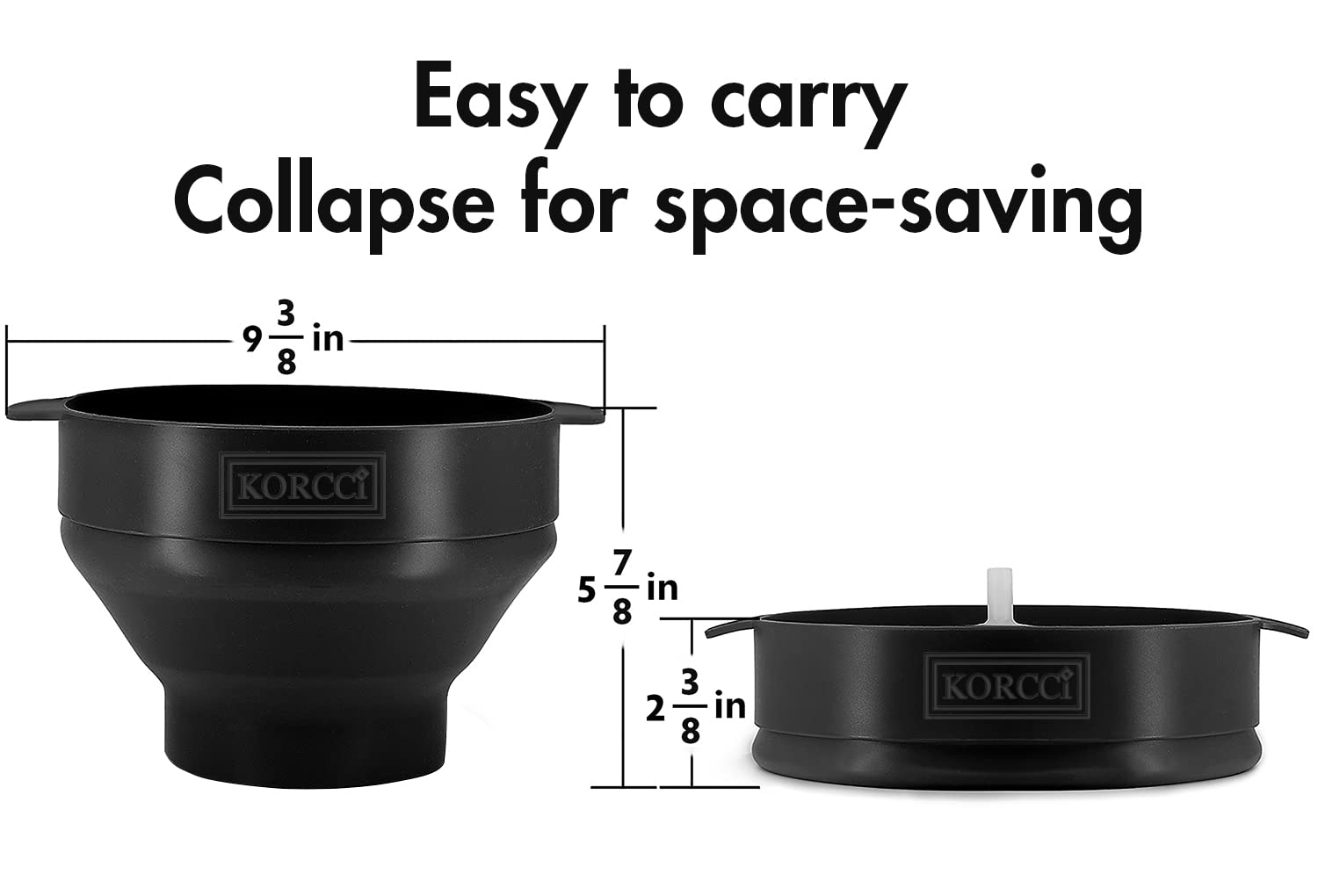 Original Korcci Microwave Popcorn Popper - BPA Free, Collapsible Silicone Popcorn Maker Bowl for Microwave - Dishwasher Safe, Black - Perfect for Movie Nights & Healthy Snacking at Home