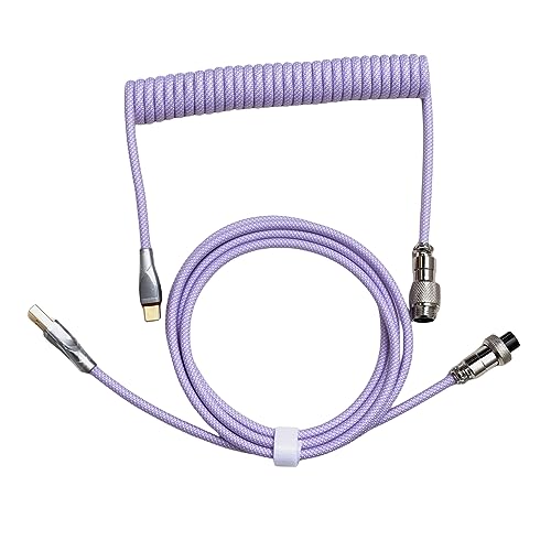 Cmokifuly Custom Coiled USB Keyboard Cable - Type-C to XLR Mechanical Gaming Keyboard Cable with Durable Braided Cord (Purple) | Perfect for PC, Mac, Mechanical Keyboards & Esports Gaming Setups