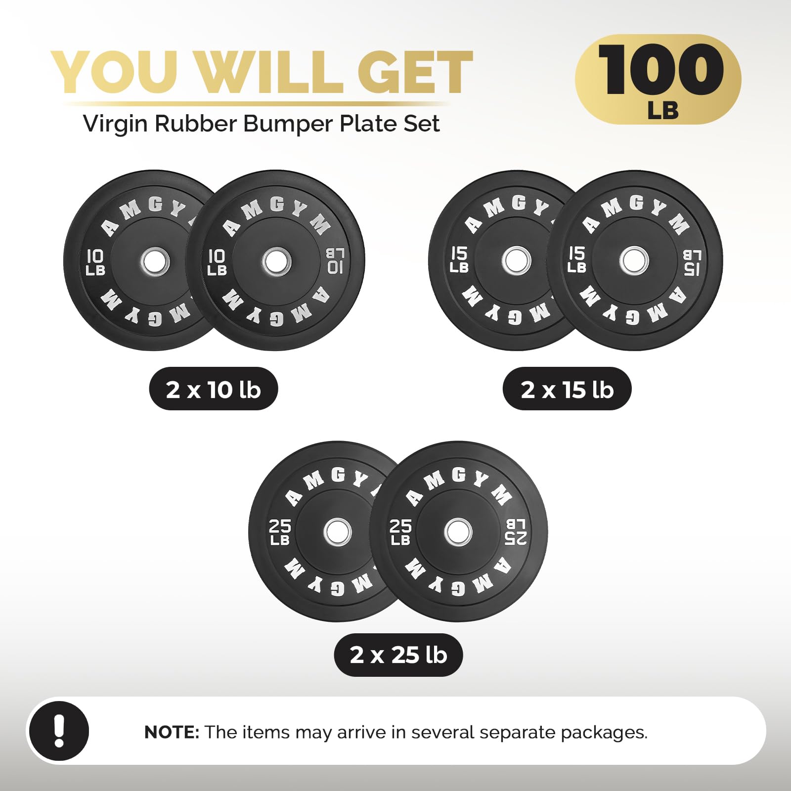 Premium Rubber Coated Steel Bumper Plates 10-500lbs - 2 Inch Olympic Barbell Weight Set for Home Gym, CrossFit, Strength Training & Weightlifting - Ideal for Deadlifts, Squats & Powerlifting Workouts