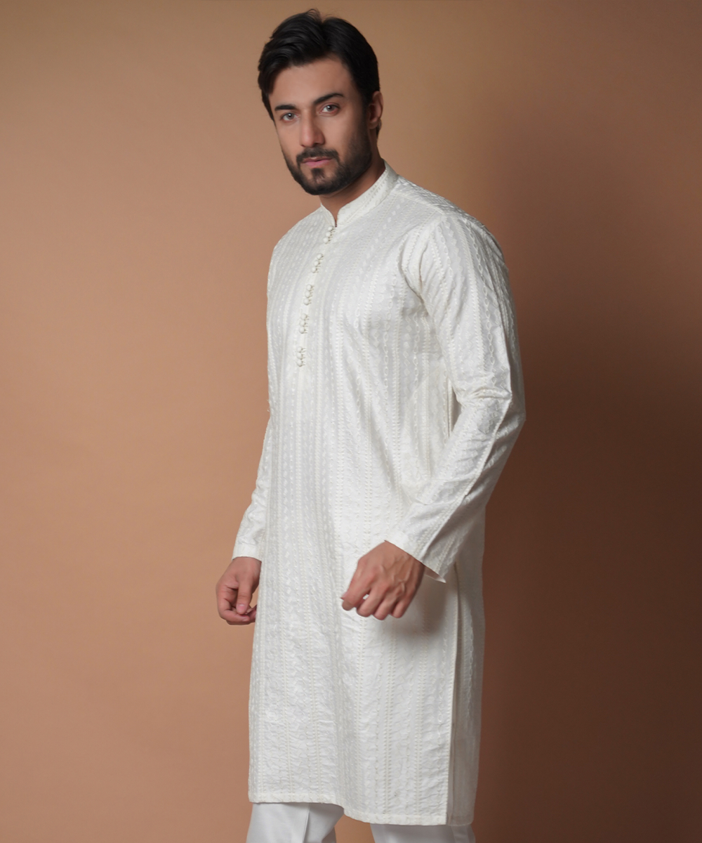 Elegant Off-White Embroidered Kurta Pants Set for Women | Traditional Indian Ethnic Wear | Perfect for Festivals, Weddings & Special Occasions