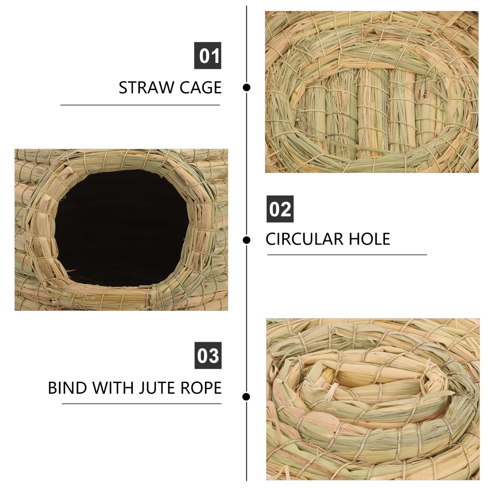 POPETPOP Natural Woven Grass Rabbit House - Cozy Hideout for Bunnies, Guinea Pigs, Chinchillas & Hamsters (9.82